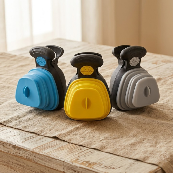 Pocket Scoop in all three colours — Cream, Blue, Yellow